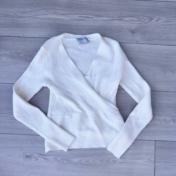 Modern Citizen V-Neck Crossover White Long Sleeve Top Women’s S/M - Picture 1 of 5